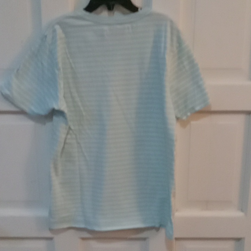 Calvin Klein Boy's Short Sleeve Shirt Size M (10-12) Teal Stripes - Picture 5 of 10